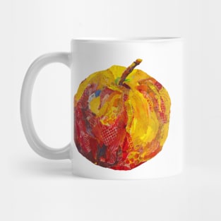 Eat me! Red apple in mixed media collage Mug